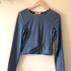 Halo Top Rib Crop Long Sleeve Blue Size L